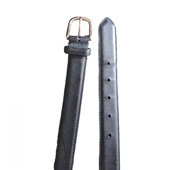 Vintage Crazy Horse Leather Belt Sz Genuine Cowhide Lining Classic Vintage Black - Picture 6 of 11